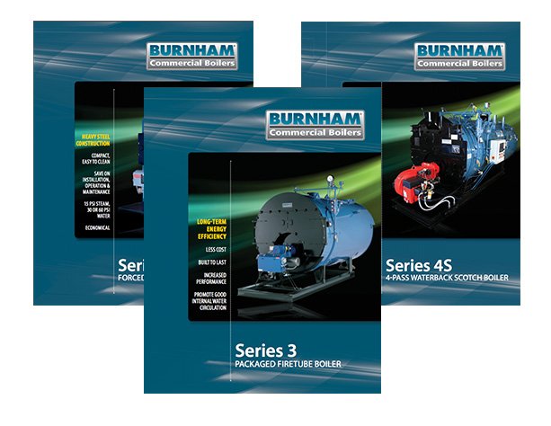 Burnham Commercial steel boiler literature covers