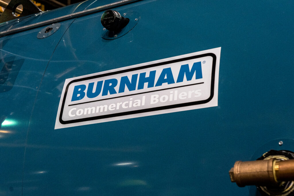 Burnham Commerical logo on the side of a boiler