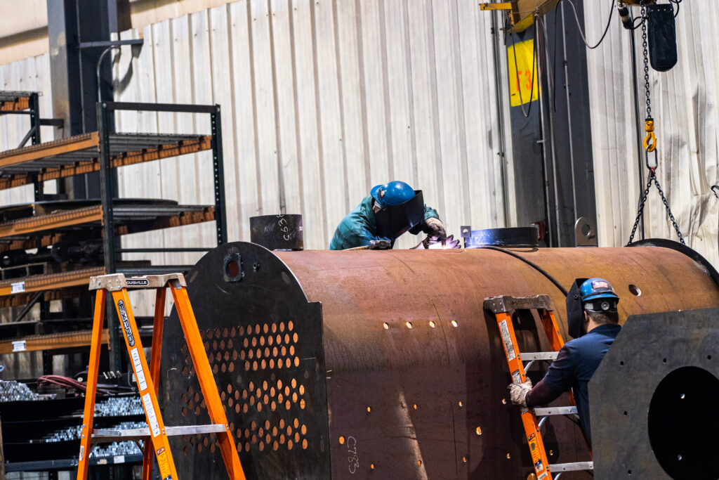 Burnham Commercial Large Boiler components being welded together